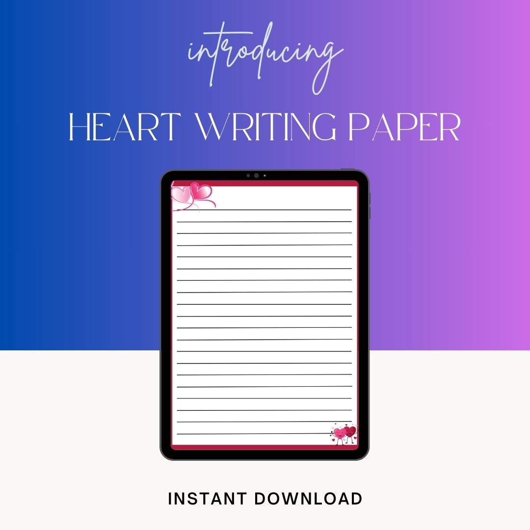 Heart Writing Paper Printable Template in PDF & Word