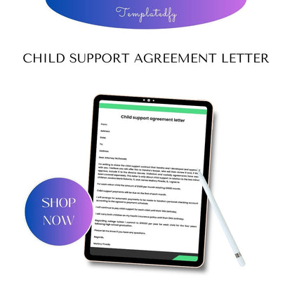 No Child Support Agreement Letter