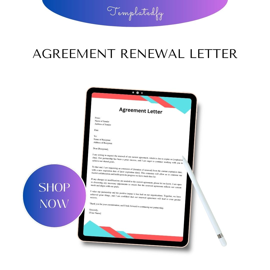 Franchise Agreement Renewal Letter Sample