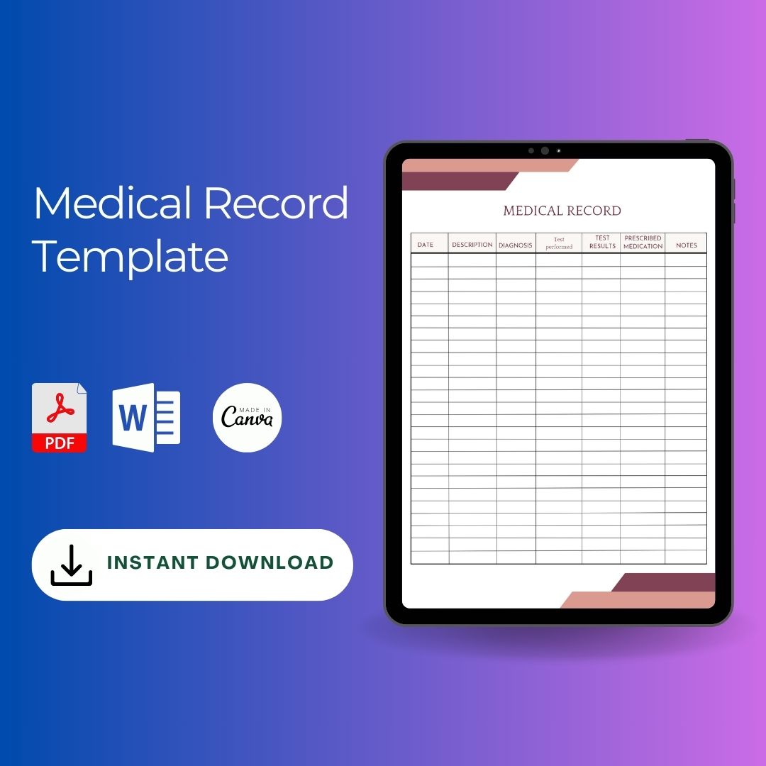 Medical Record Template Printable in PDF & Word [Editable]