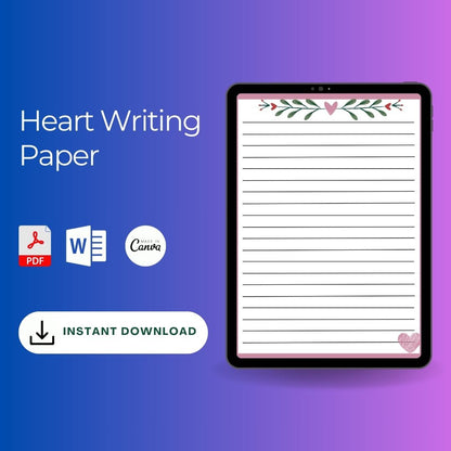 Heart Writing Paper Printable Template in PDF & Word