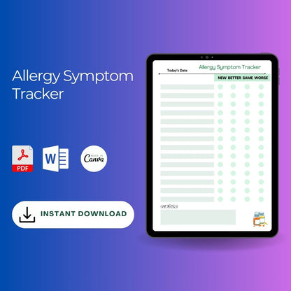 Allergy Symptom Tracker Template Printable Pdf Word Excel