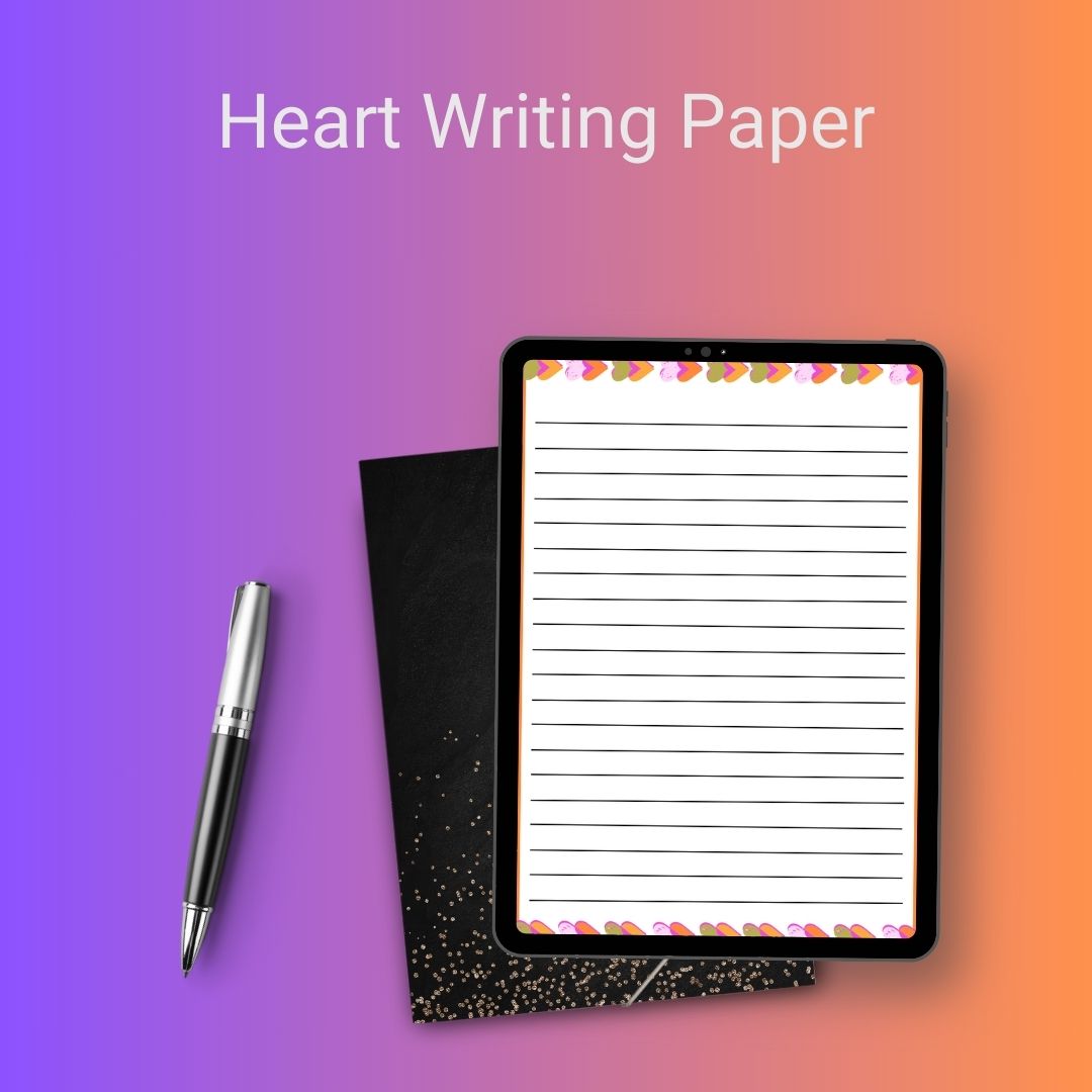 Heart Writing Paper Printable Template in PDF & Word