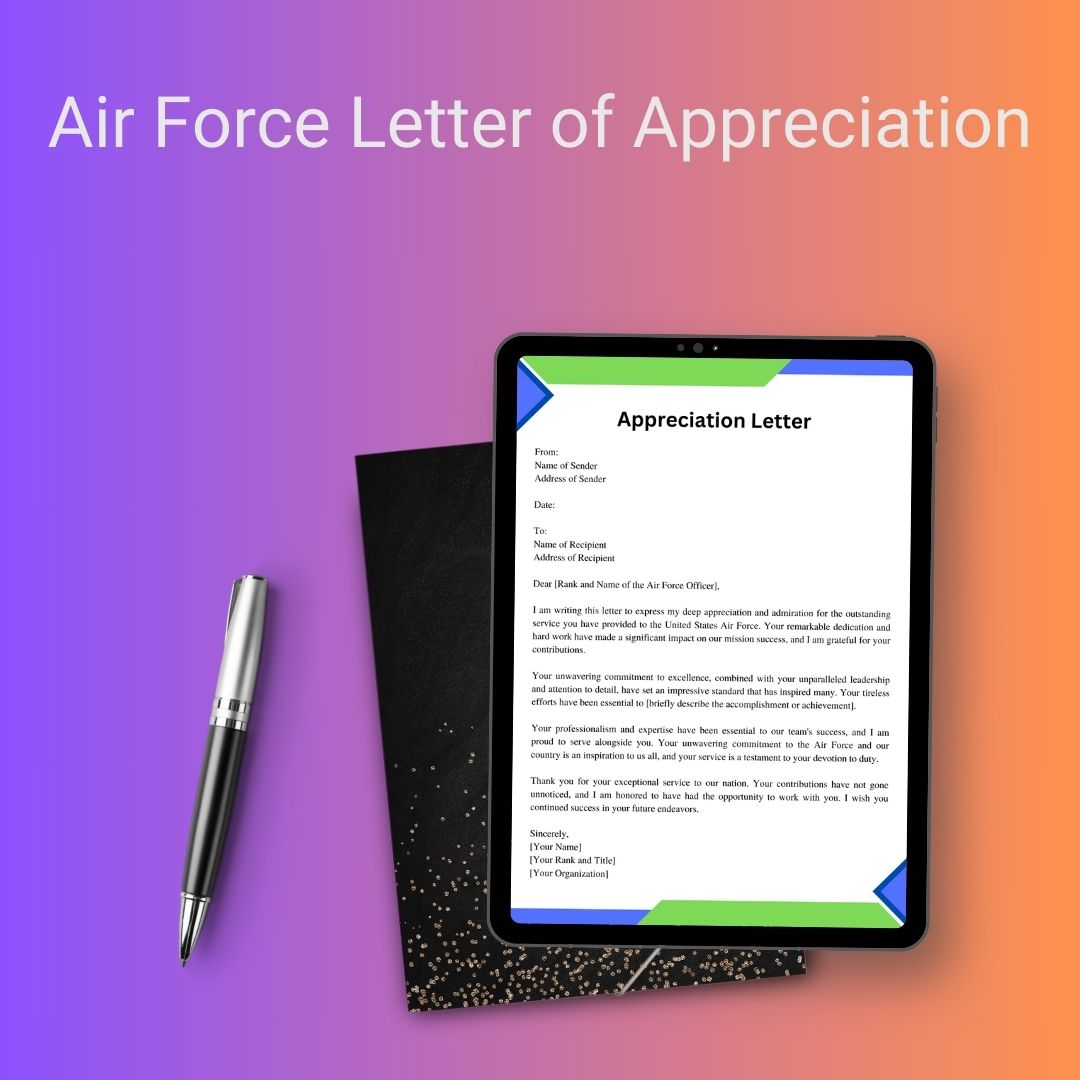 Air Force Letter Of Appreciation Sample With Examples Word Template1minute 1640