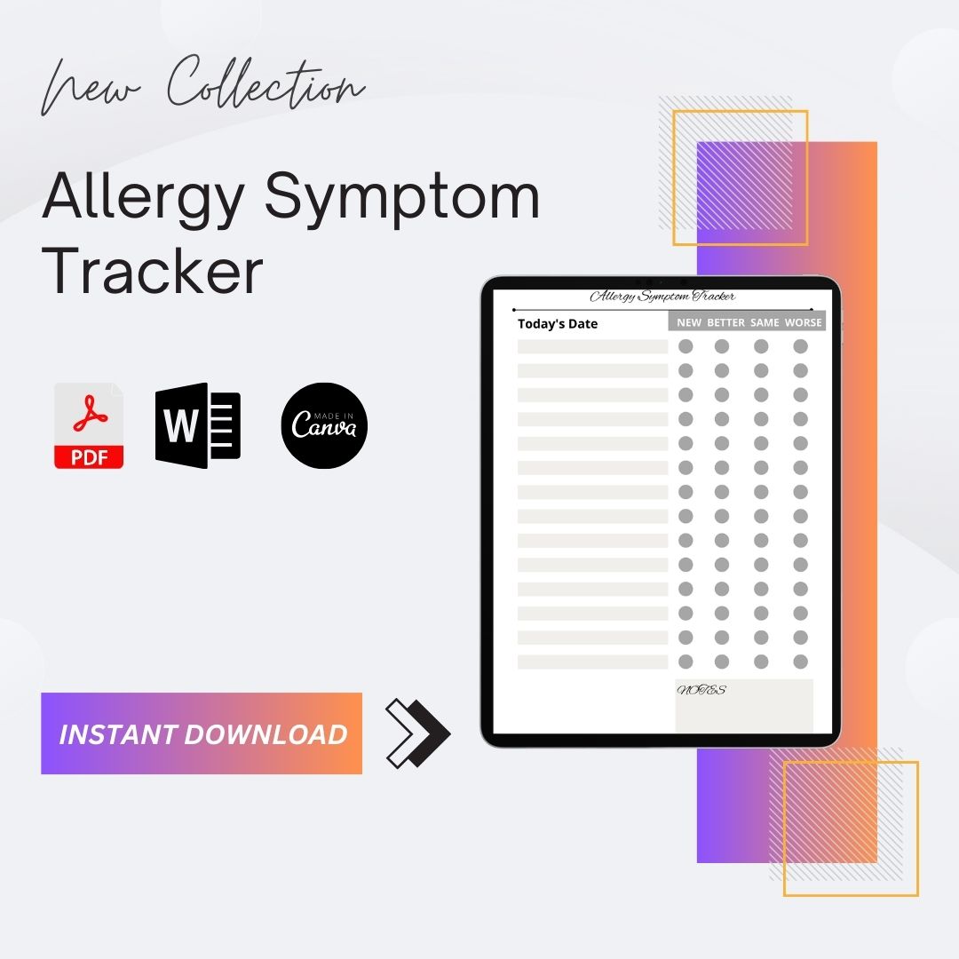 Allergy Symptom Tracker Template Printable Pdf Word Excel