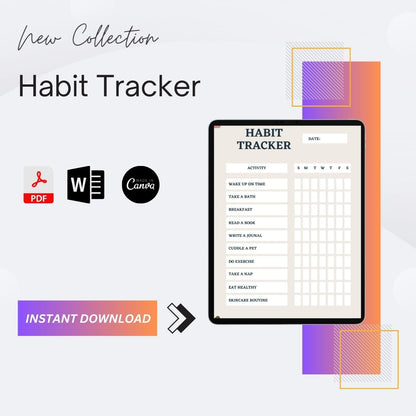 Habit Tracker Template Printable Blank PDF, Word & Excel