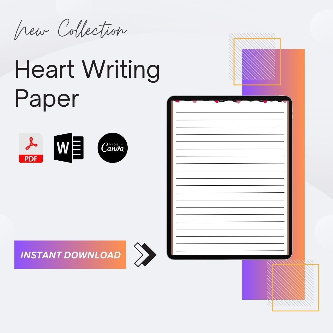 Heart Writing Paper Printable Template in PDF & Word