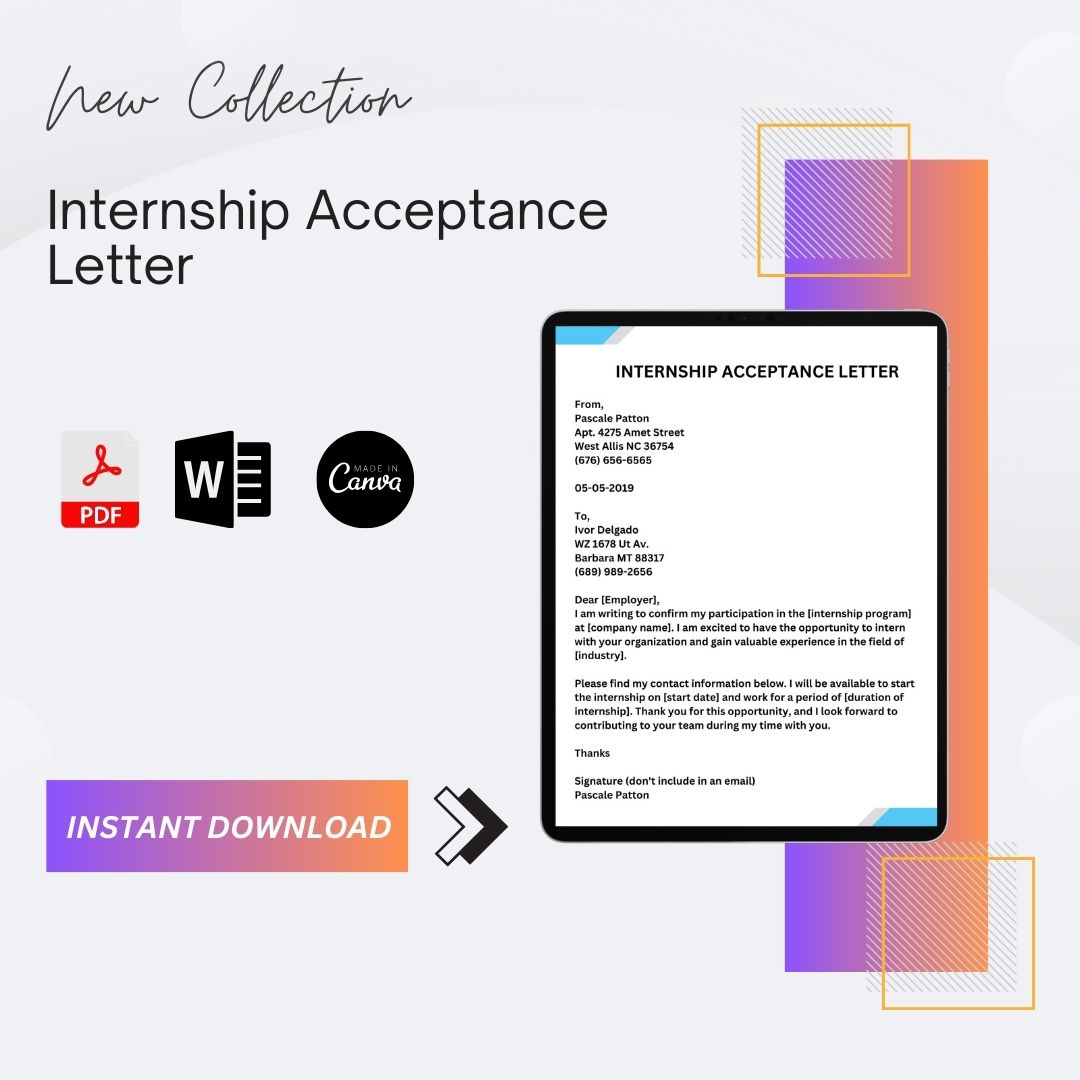 Acceptance Letter for Internship Sample