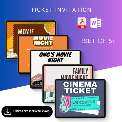 Ticket Invitation Template Printable in PDF, Word