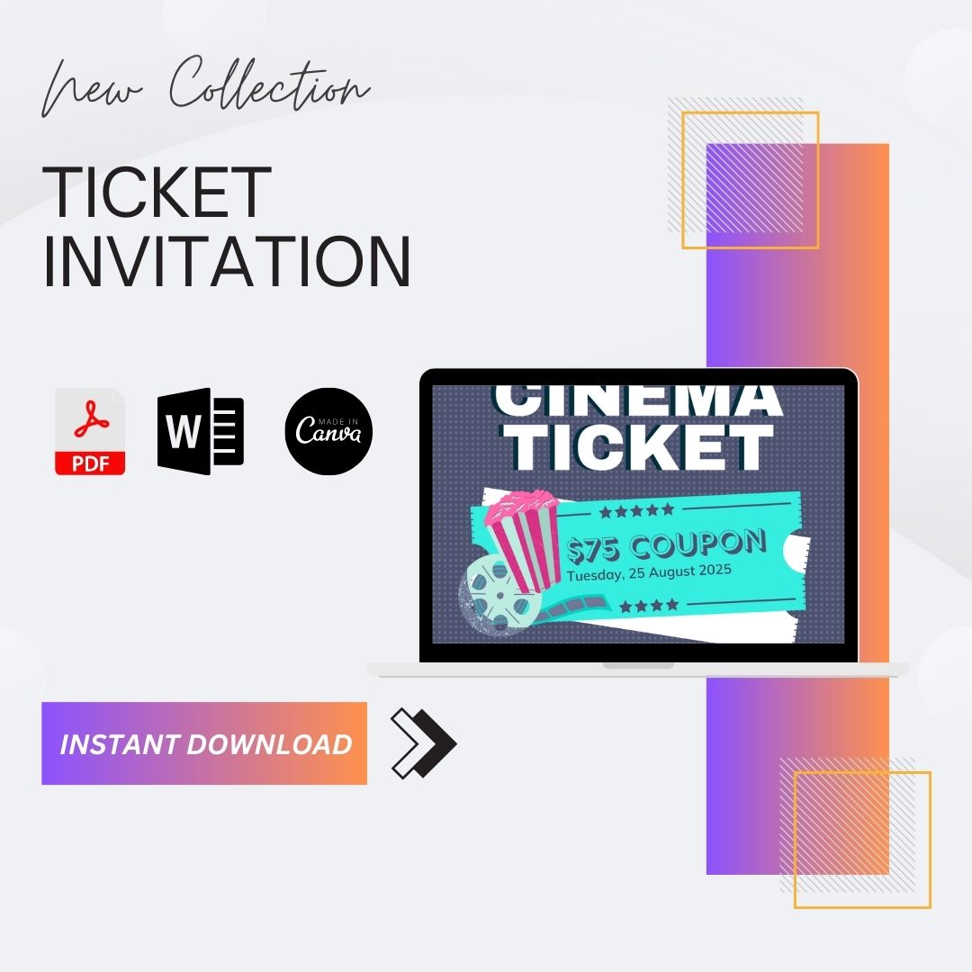 Ticket Invitation Template Printable in PDF, Word