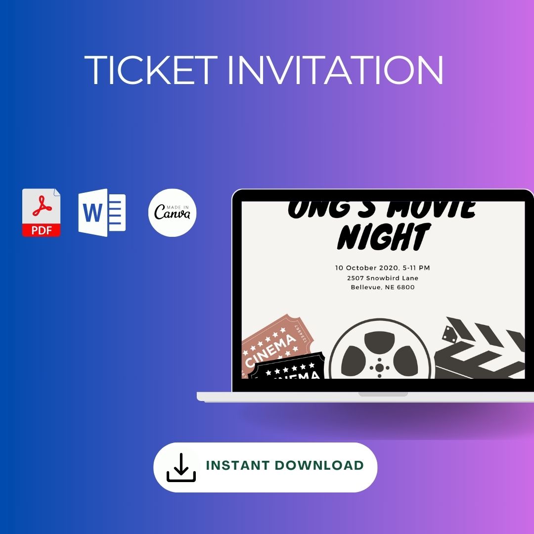 Ticket Invitation Template Printable in PDF, Word