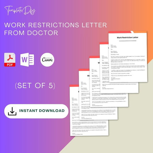 Work Restrictions Letter from Doctor Sample & Examples Word